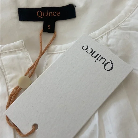 Quince 100% Organic Cotton Poplin Tiered Maxi Dress Ss S White new - Picture 4 of 4